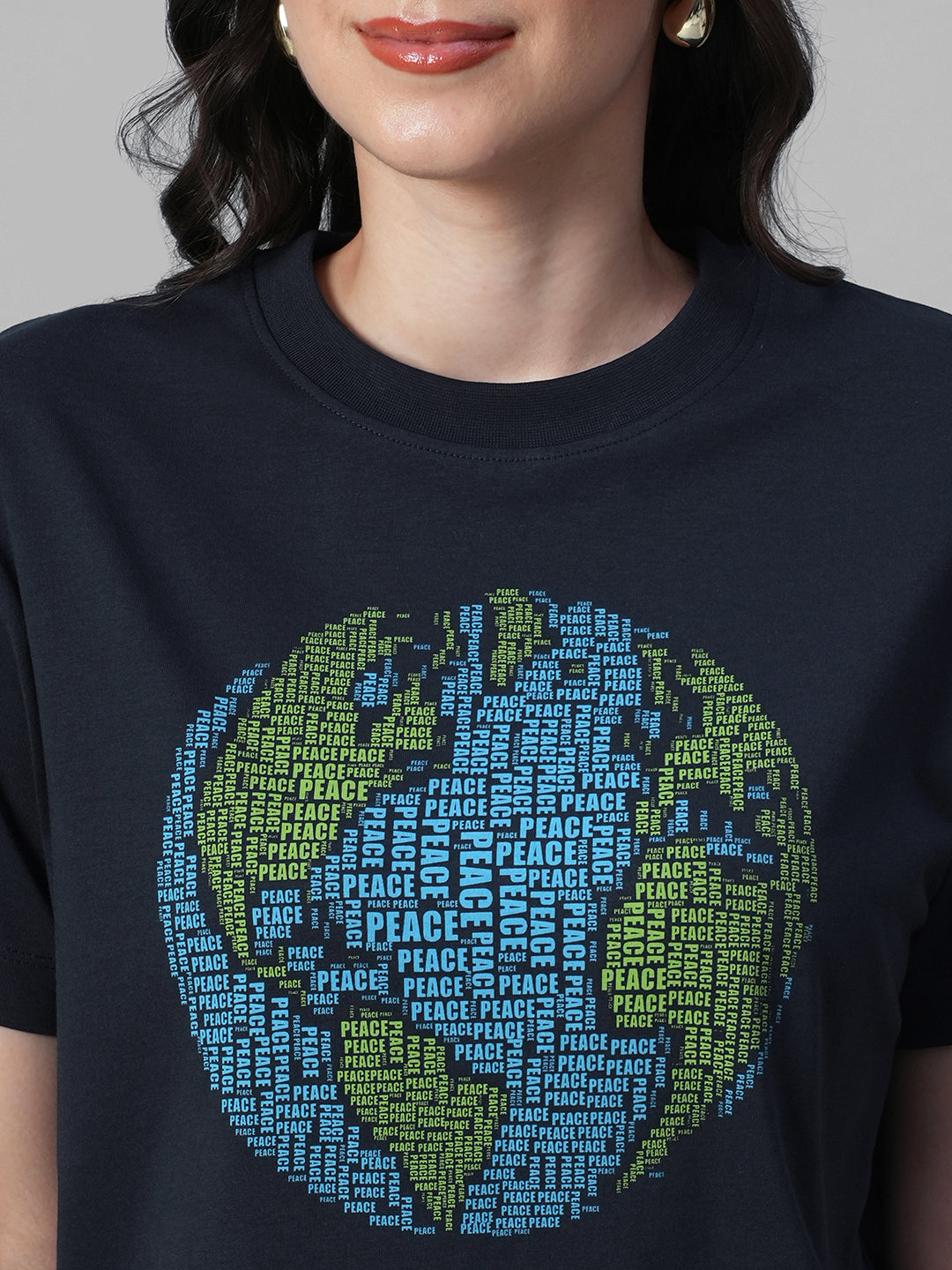 Women's Navy 100% Organic Cotton Regular Fit Tshirt
