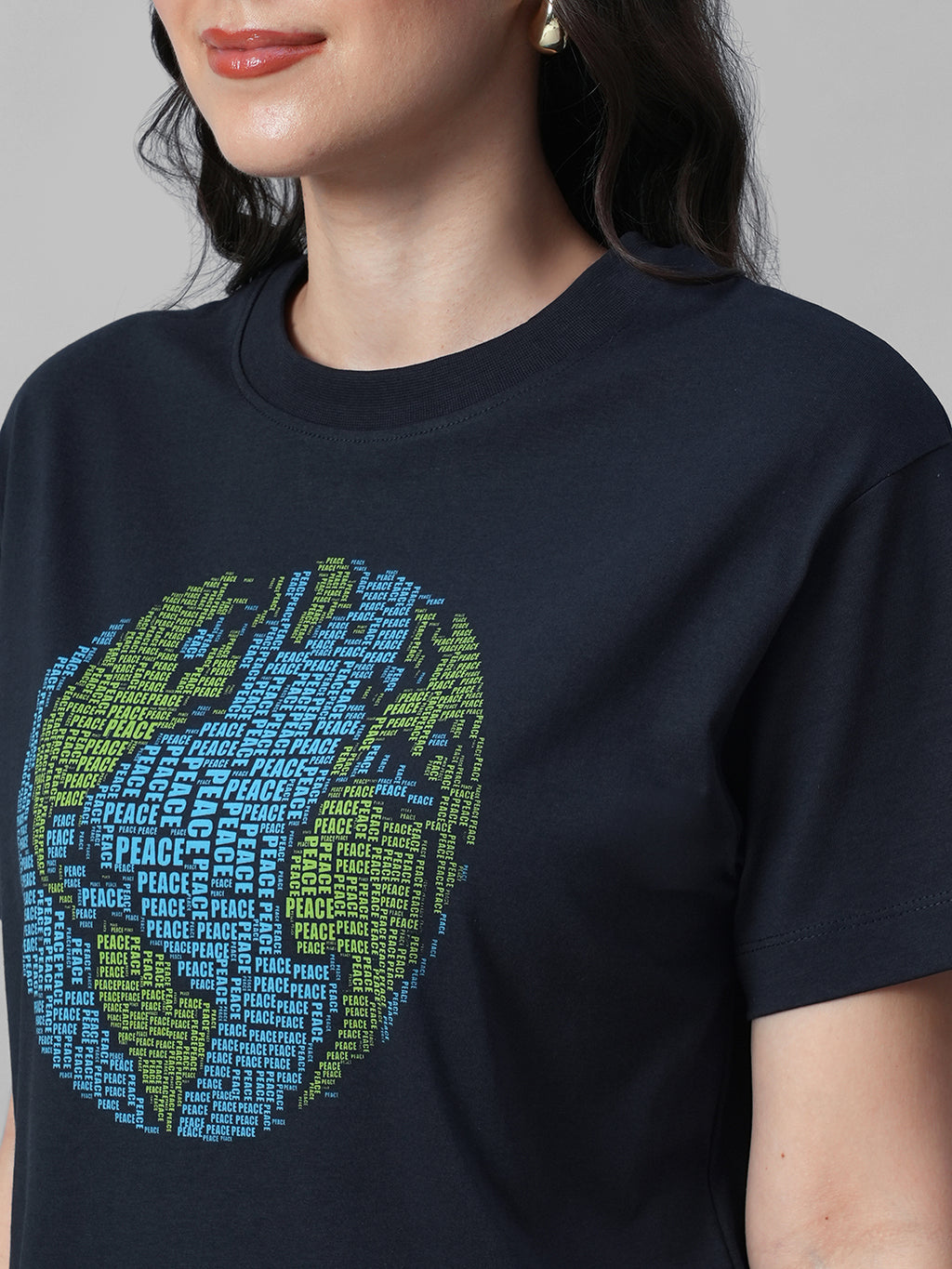 Women's Navy 100% Organic Cotton Regular Fit Tshirt