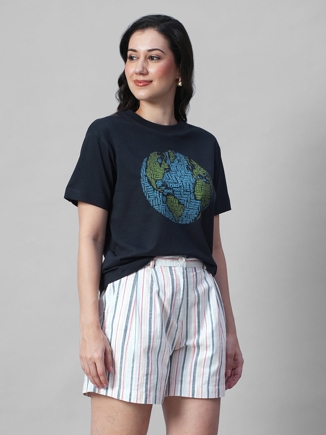 Women's Navy 100% Organic Cotton Regular Fit Tshirt