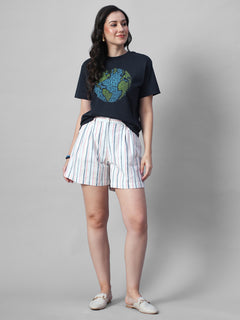 Women's Navy 100% Organic Cotton Regular Fit Tshirt