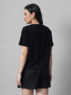 Women's Black 100% Organic Cotton Regular Fit Tshirt