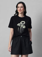 Women's Black 100% Organic Cotton Regular Fit Tshirt