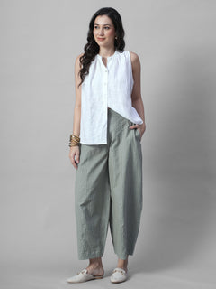 Women's Sage Cotton Lycra Barrel Leg Pant