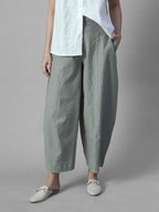 Women's Sage Cotton Lycra Barrel Leg Pant