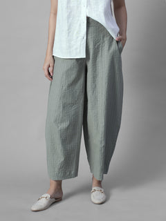 Women's Sage Cotton Lycra Barrel Leg Pant