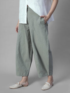 Women's Sage Cotton Lycra Barrel Leg Pant