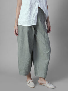 Women's Sage Cotton Lycra Barrel Leg Pant