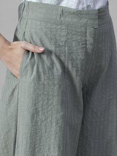 Women's Sage Cotton Lycra Barrel Leg Pant