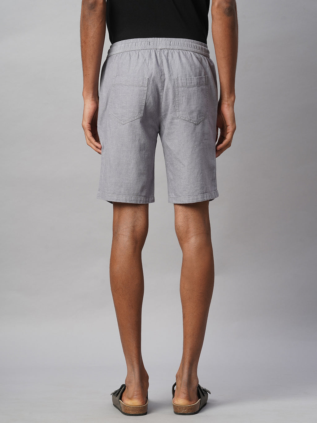 Men's Grey 100% Cotton Regular Fit Shorts
