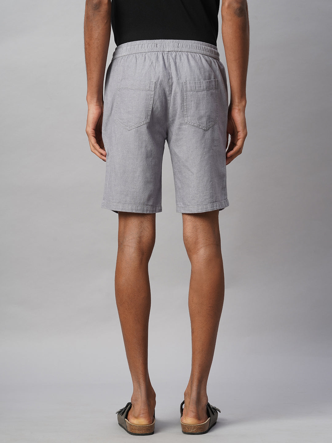 Men's Grey 100% Cotton Regular Fit Shorts