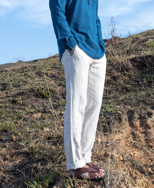 Yihaojia Men Pants Men Linen Pants Casual Loose Fit Solid Color Elastic  India | Ubuy