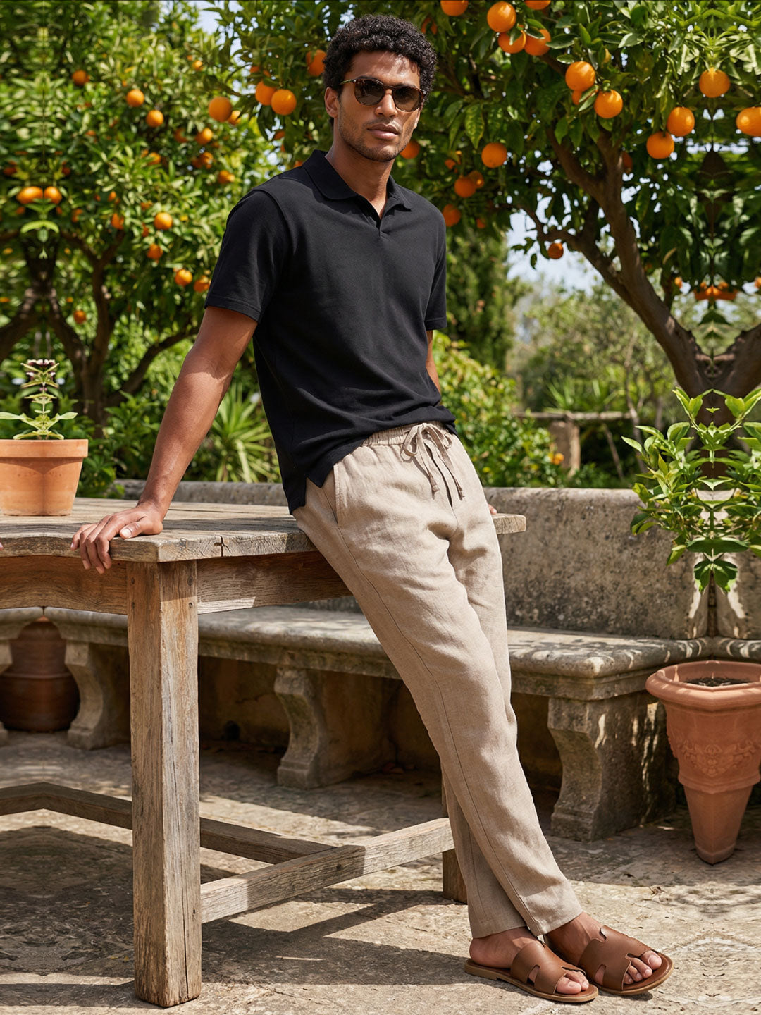 Men's Avenue 100% Linen Regular Fit Pant