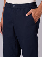 Men's Navy Cotton Linen Regular Fit Pant