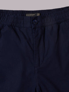 Men's Cotton Linen Regular Fit Pant Navy