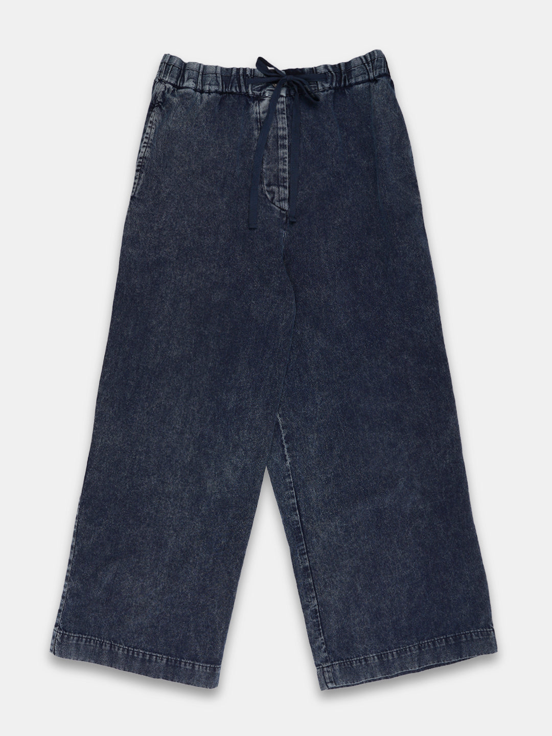 Women's Denim Blue 100% Cotton Straight Fit Pant