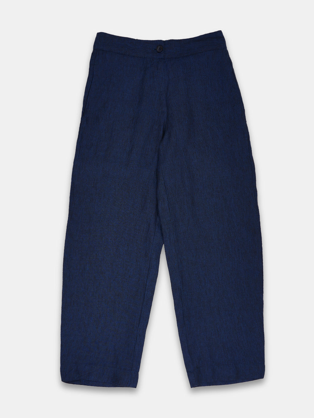 Women's Blue 100% Linen Regular Fit Pant