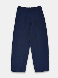 Women's Blue 100% Linen Regular Fit Pant