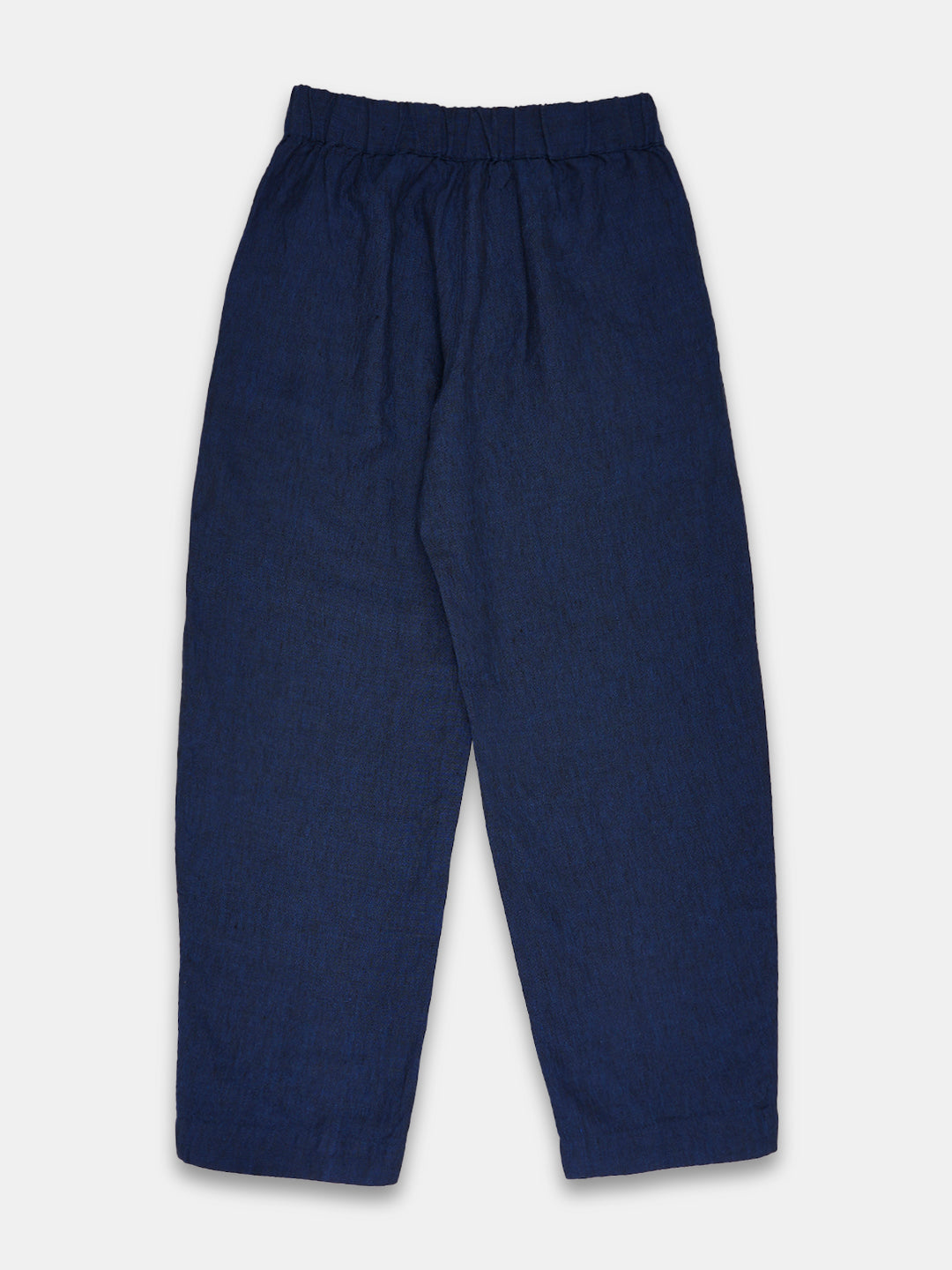 Women's Blue 100% Linen Regular Fit Pant