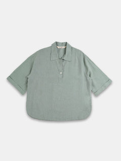 Women's 100% Linen Boxy Fit Blouse Green