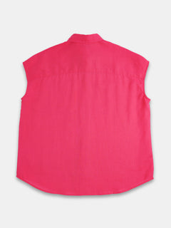 Women's 100% Linen Relax Fit Blouse Pink