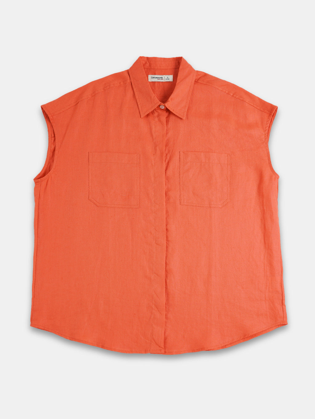 Women's 100% Linen Relax Fit Blouse Orange