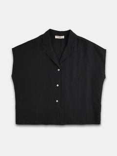 Women's 100% Linen Regular Fit Blouse Black