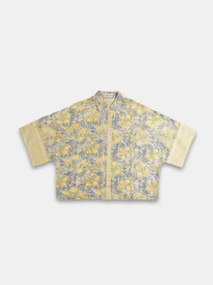 Women's Cotton Silk Boxy Fit Blouse Yellow