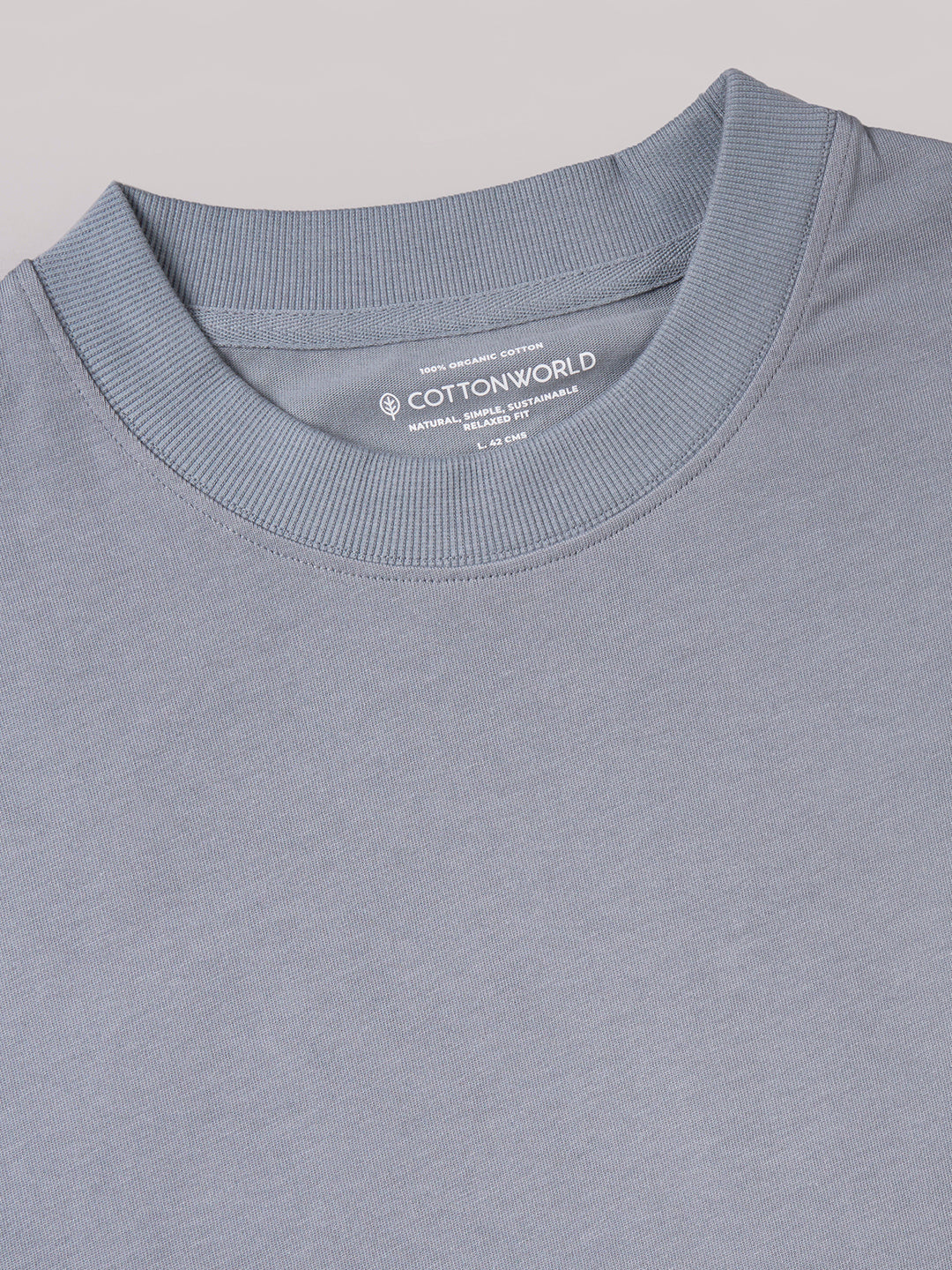 Men's Blue 100% Cotton Relax Fit Tshirt