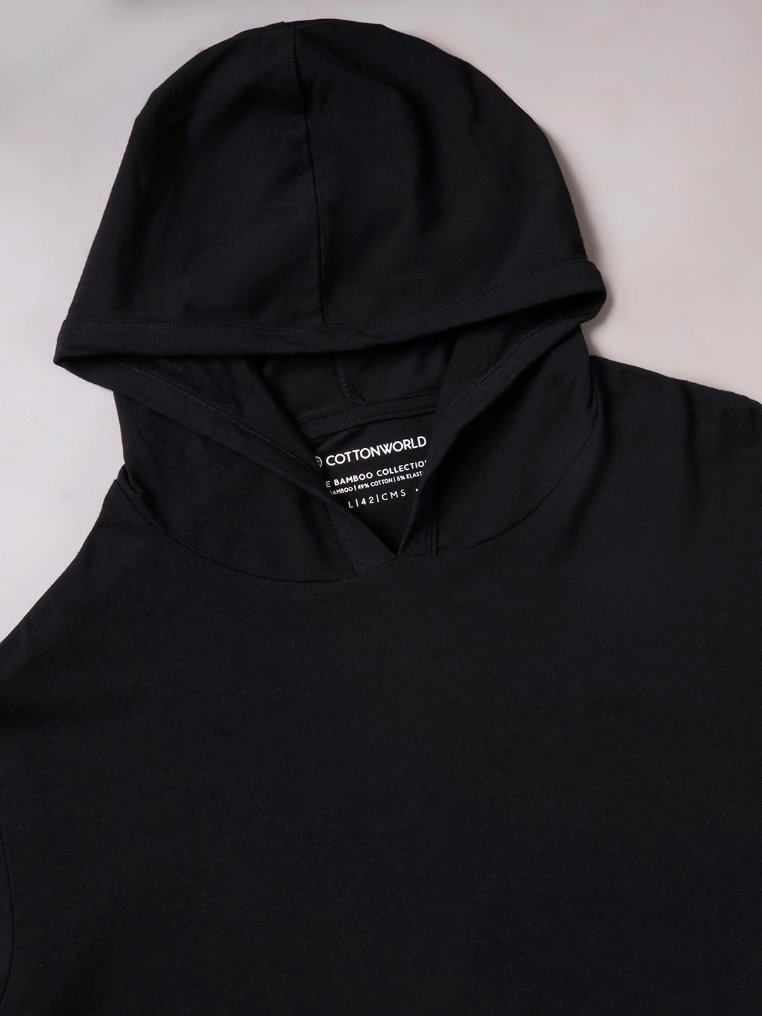 Men's Black Cotton Bamboo Elastane Regular Fit Tshirt