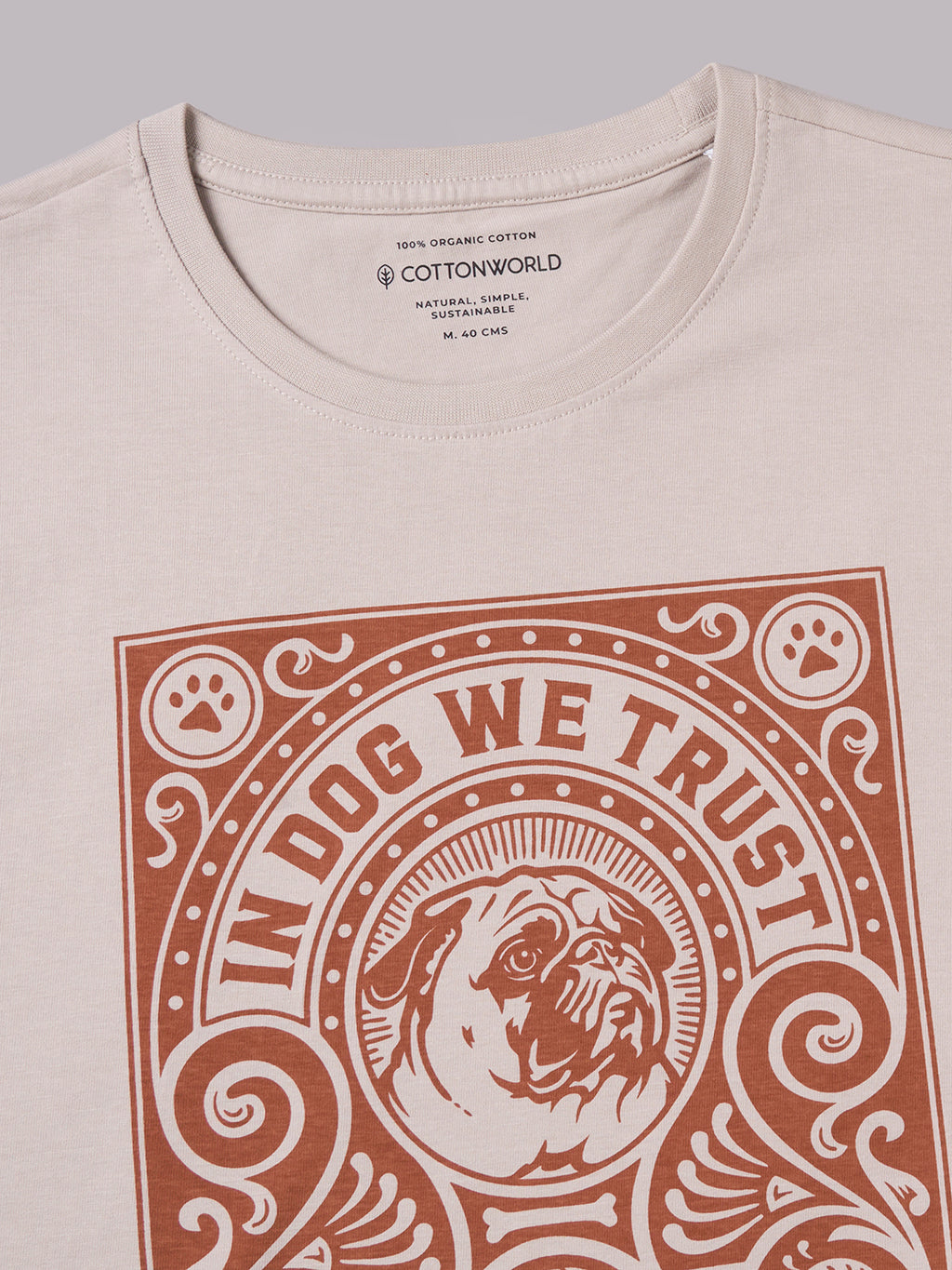 Men's Sand 100% Organic Cotton Regular Fit Tshirt