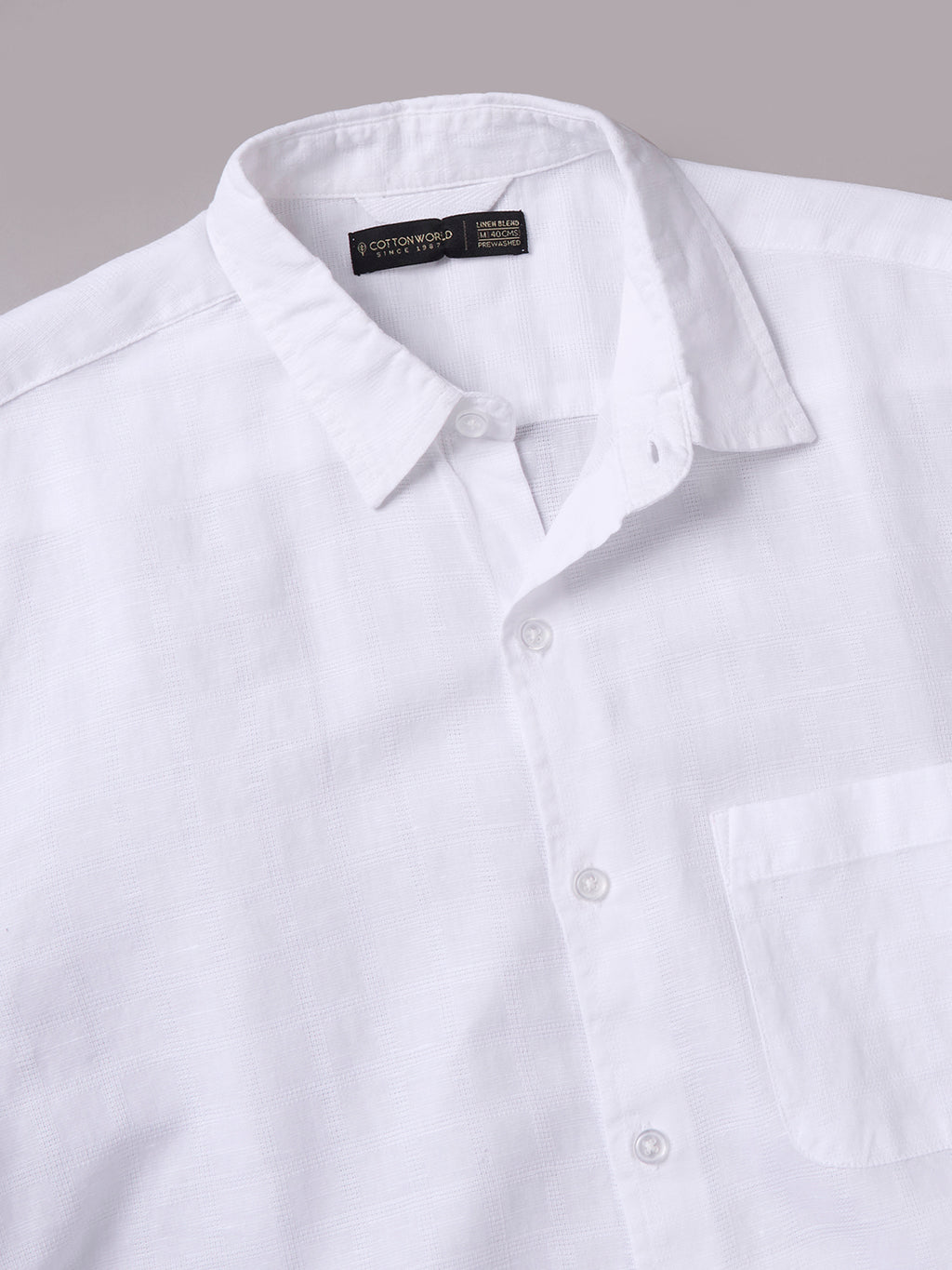 Men's White A Cotton Linen Regular Fit Shirt