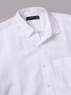 Men's White A Cotton Linen Regular Fit Shirt