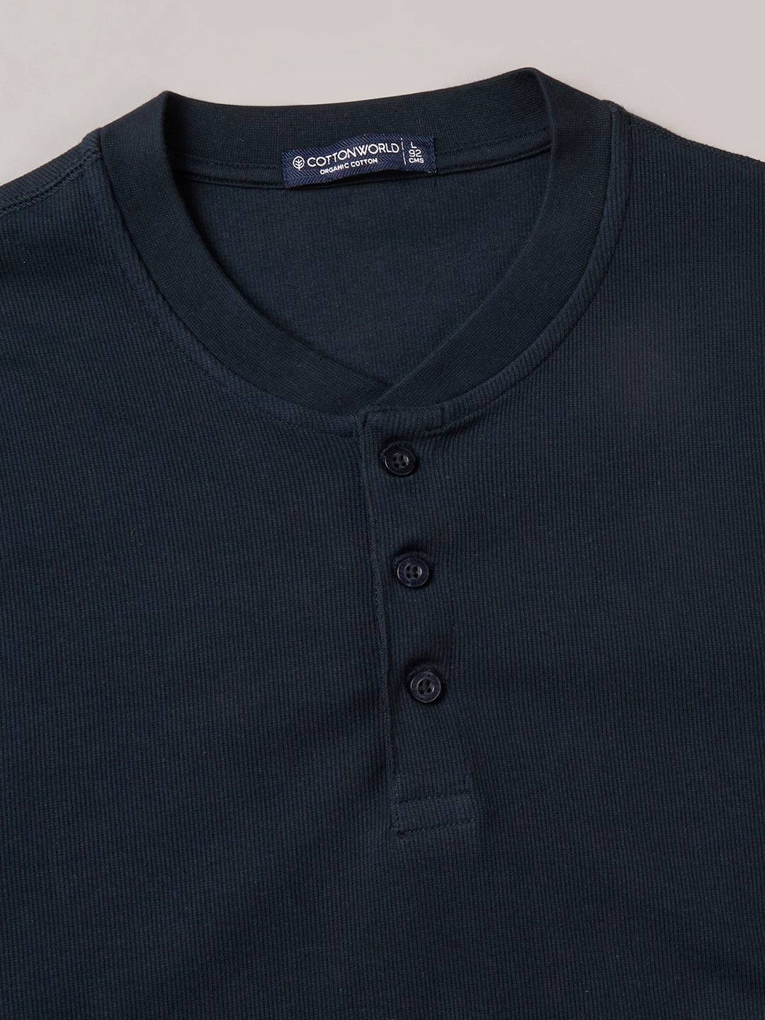 Men's Navy Cotton Elastane Regular Fit Tshirt