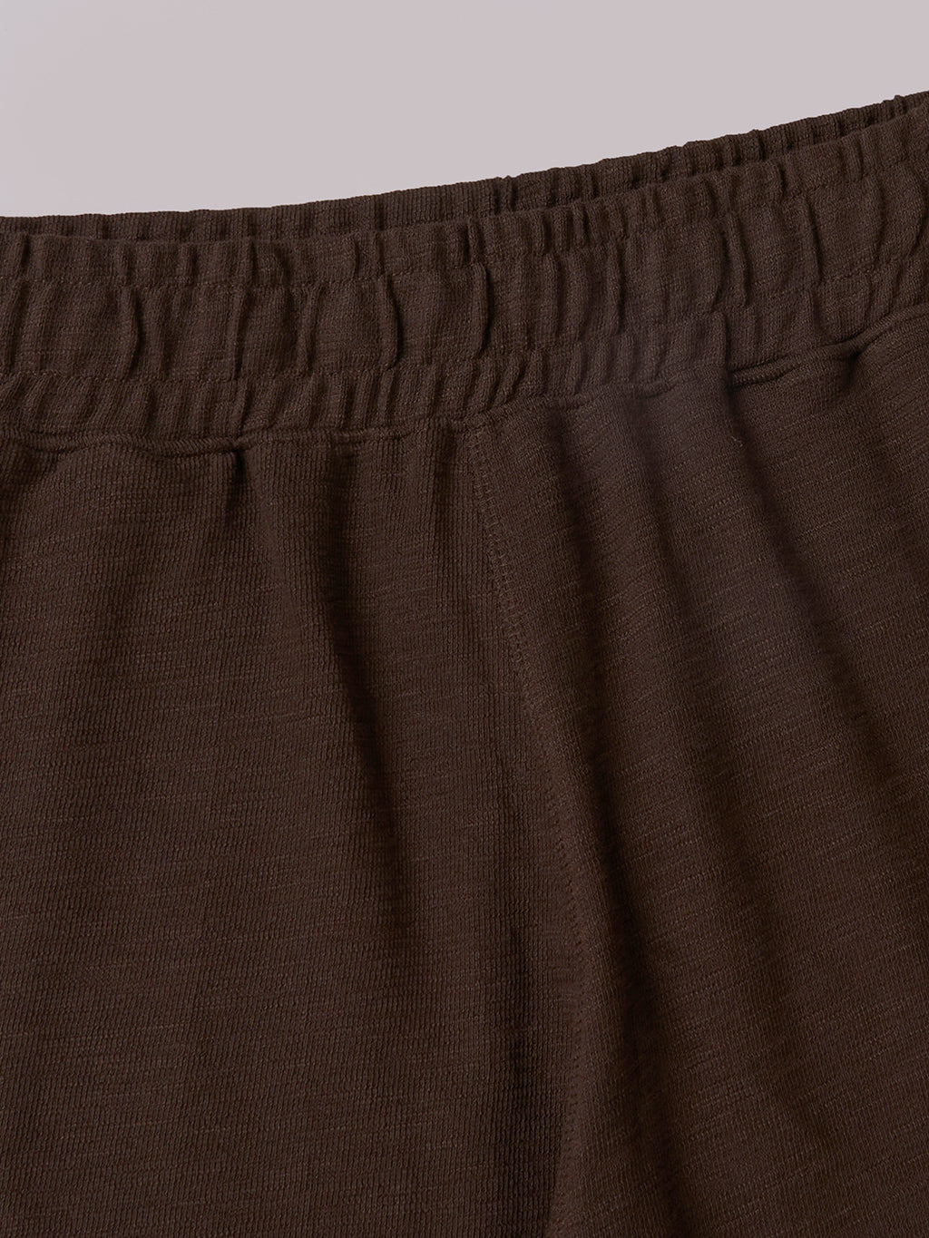 Men's Brown 100% Organic Cotton Regular Fit Knit Shorts