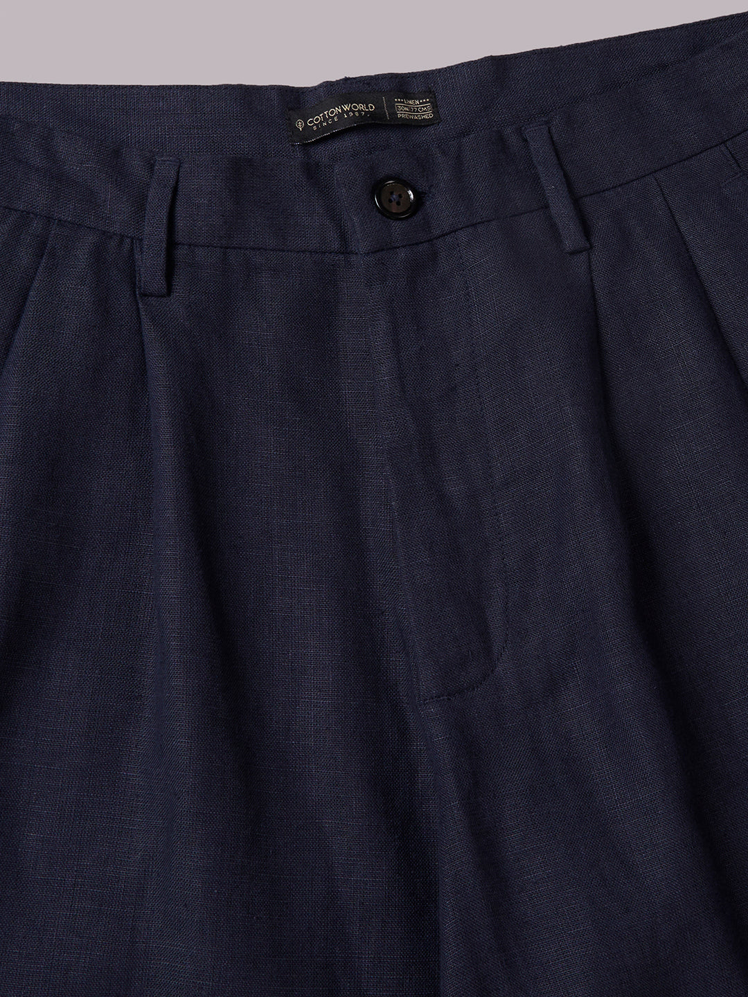 Men's Navy 100% Linen Loose Fit Pant