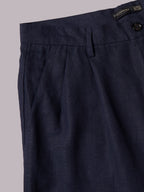 Men's Navy 100% Linen Loose Fit Pant