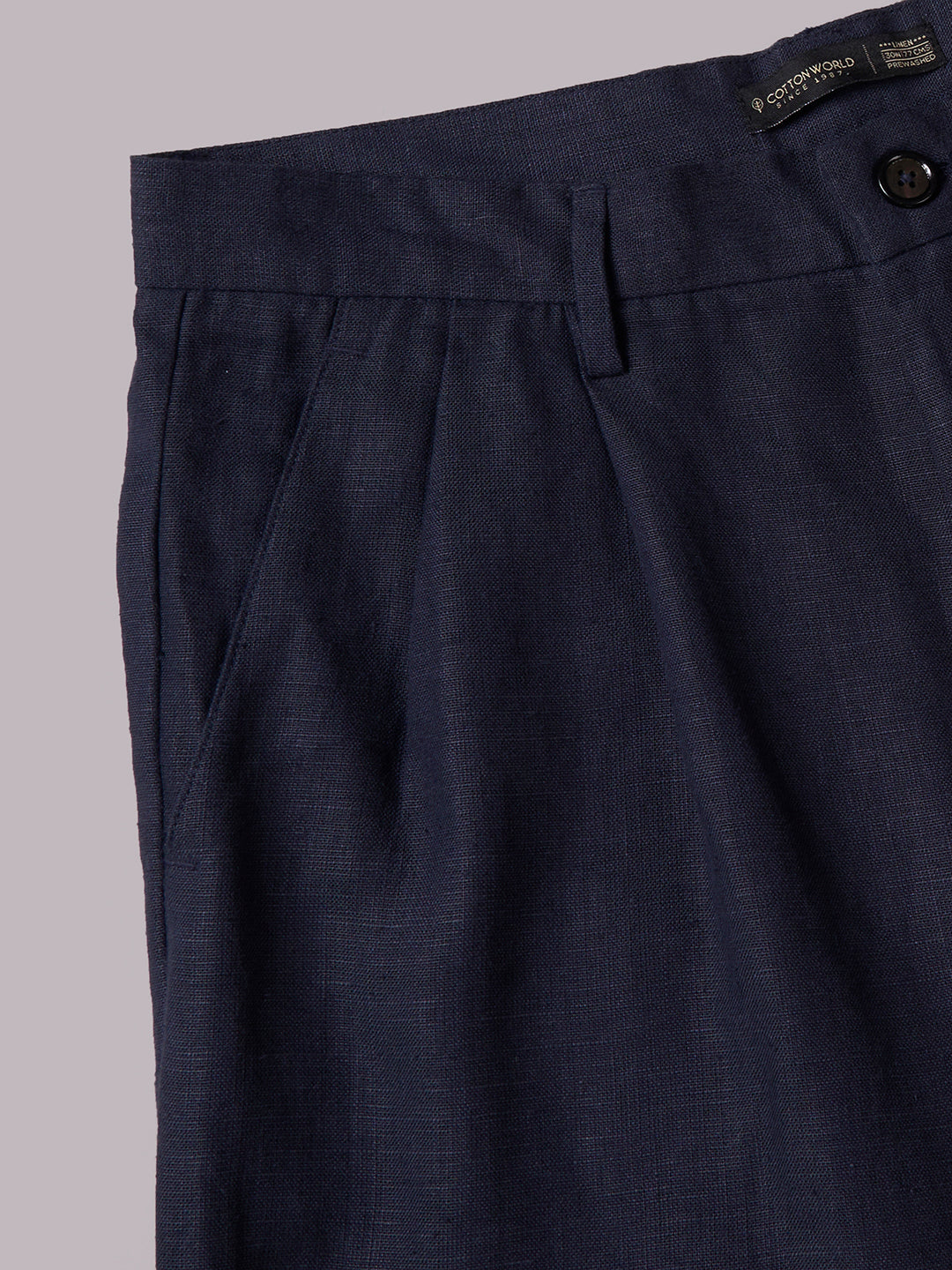 Men's Navy 100% Linen Loose Fit Pant