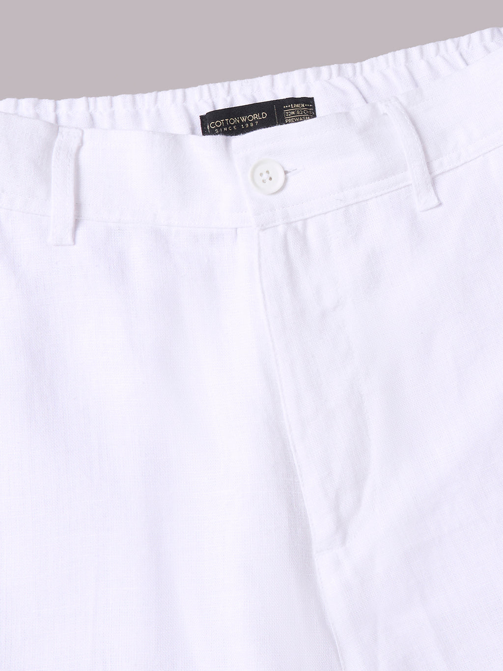 Men's White 100% Linen Regular Fit Shorts