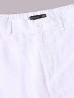 Men's White 100% Linen Regular Fit Shorts