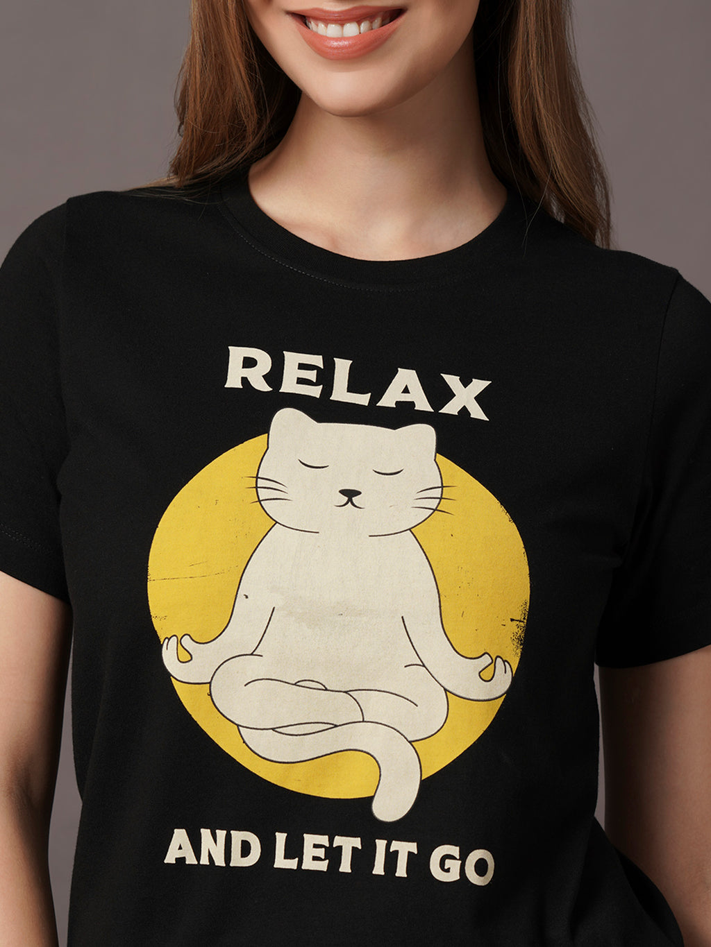 Women's Black 100% Organic Cotton Regular Fit Tshirt