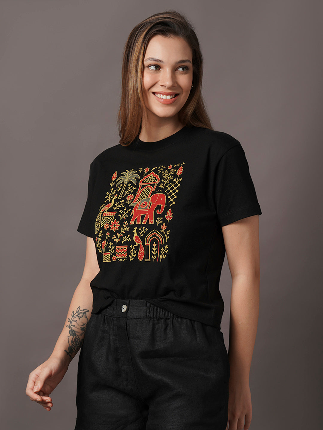 Women's 100% Organic Cotton Regular Fit Tshirt Black