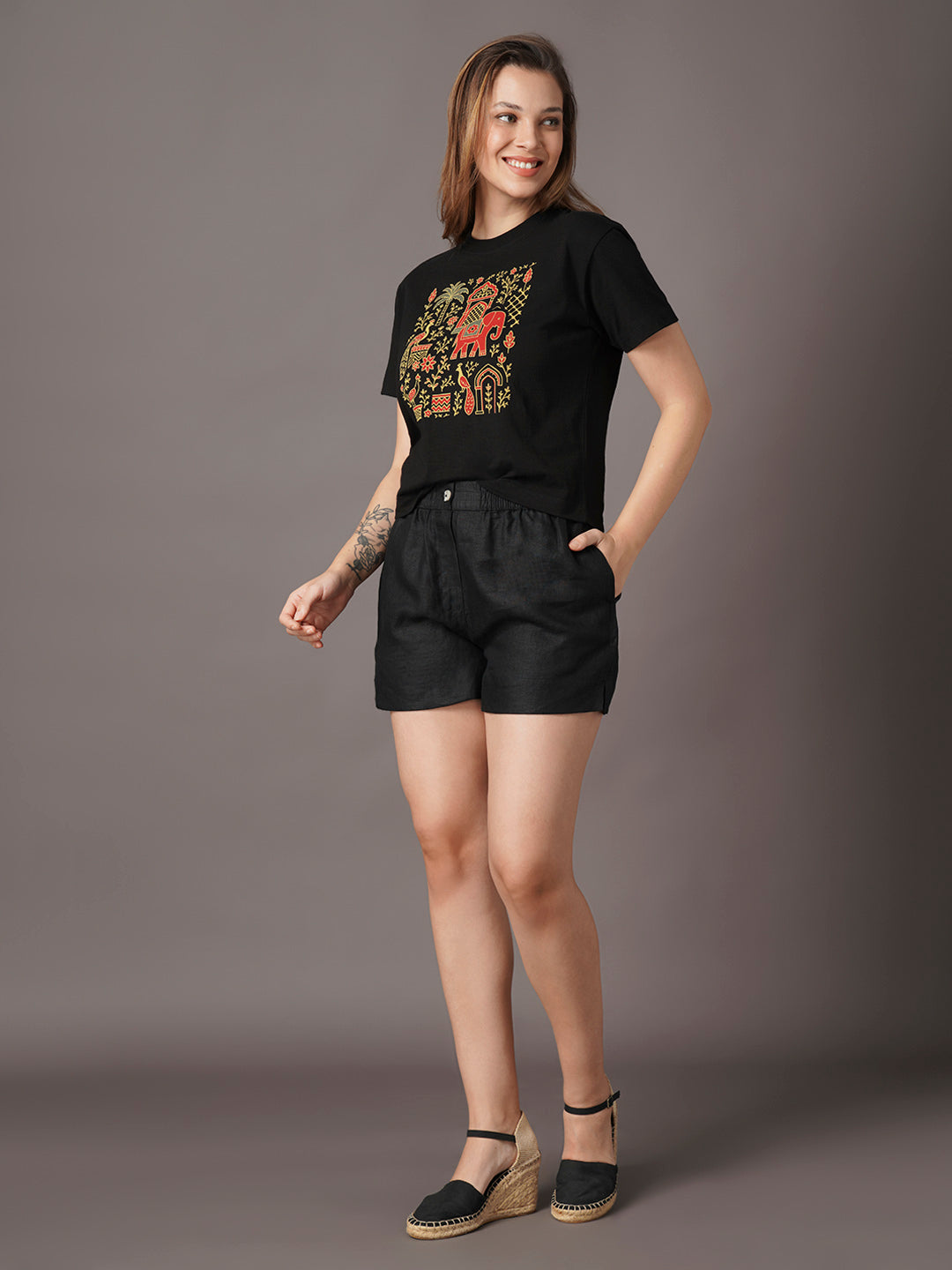 Women's 100% Organic Cotton Regular Fit Tshirt Black
