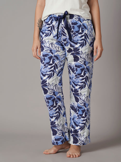 Women's Navy 100% Cotton Regular Fit Pyjama