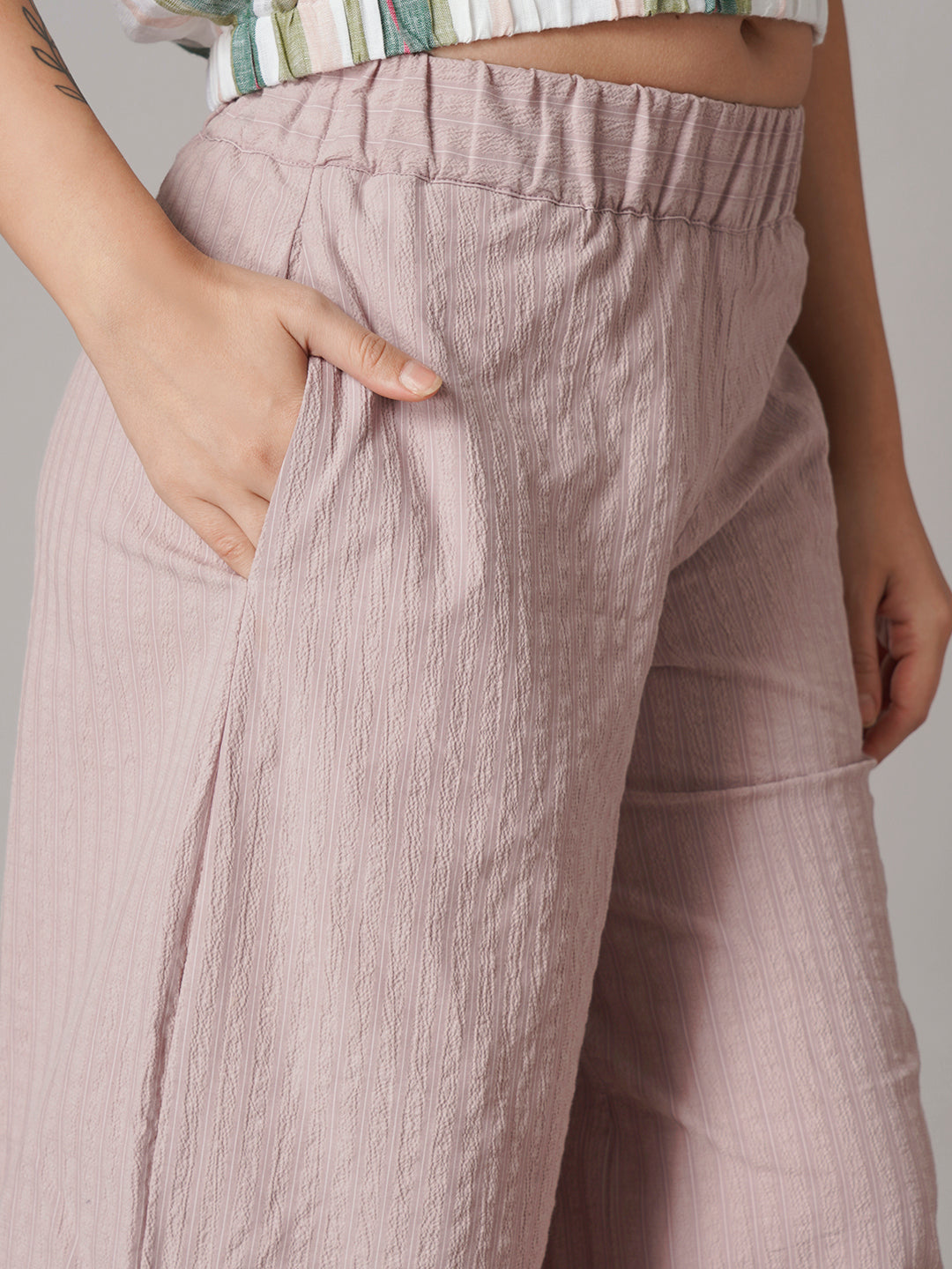 Women's Cotton Lycra Regular Fit Culotte Rose