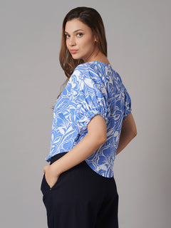 Women's 100% Cotton Regular Fit Blouse Blue
