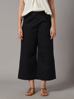 Women's Cotton Lycra Regular Fit Culotte Black