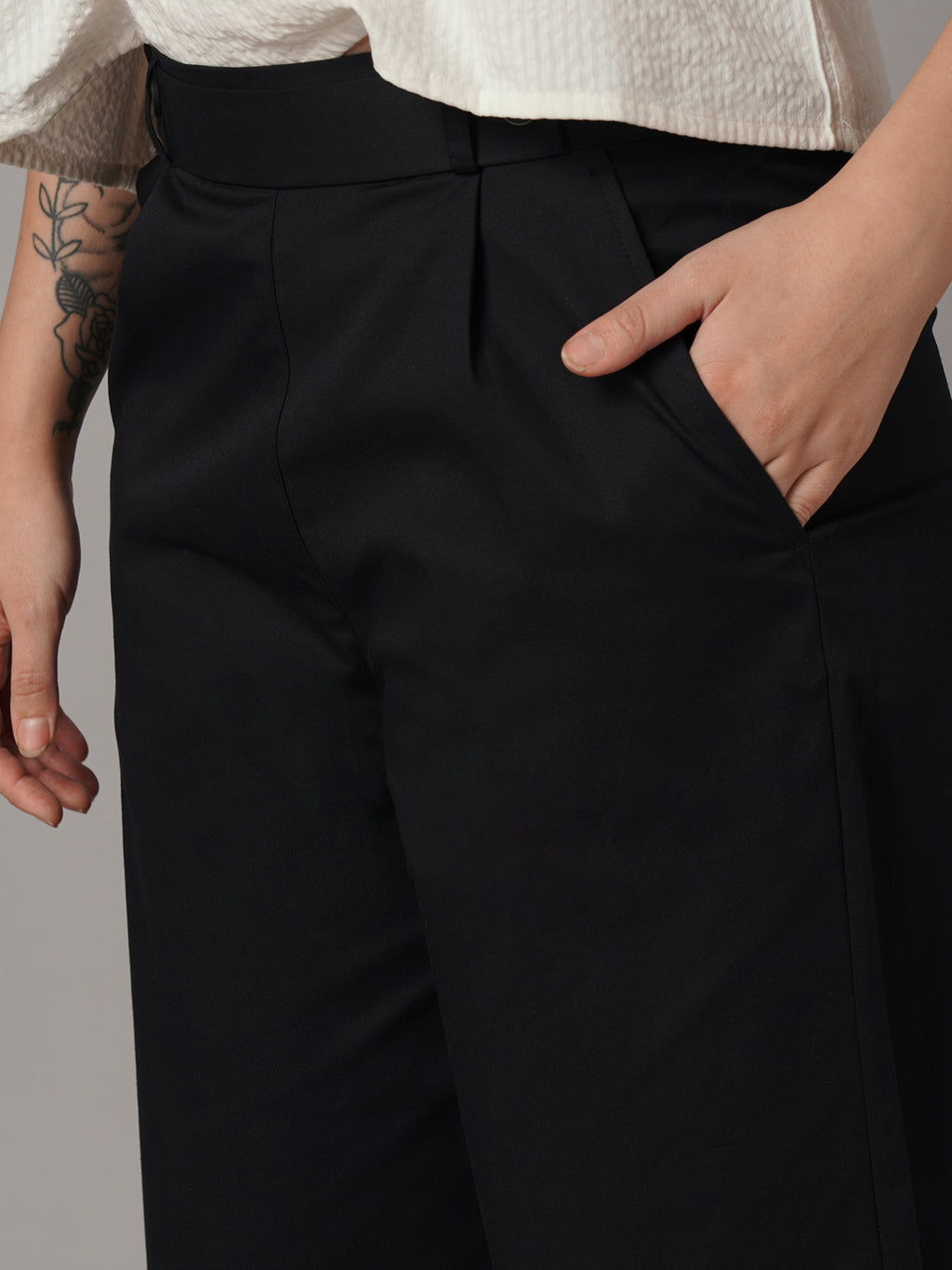 Women's Cotton Lycra Regular Fit Culotte Black