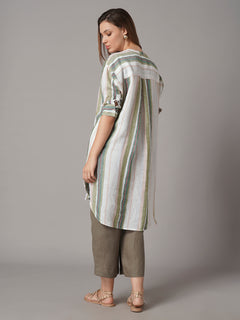 Women's 100% Linen Boxy Fit Blouse Multi