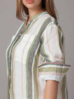 Women's 100% Linen Boxy Fit Blouse Multi