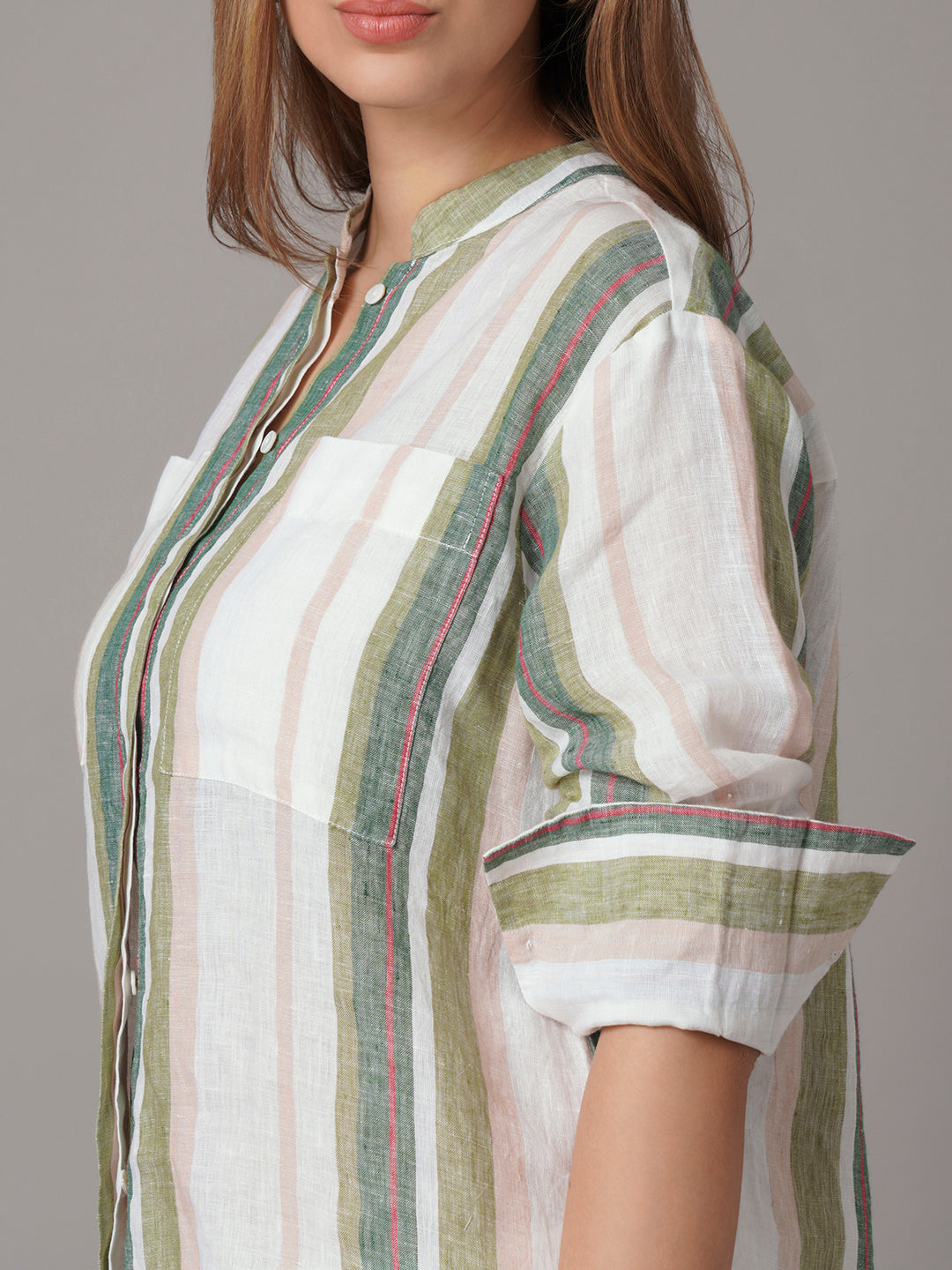 Women's 100% Linen Boxy Fit Blouse Multi